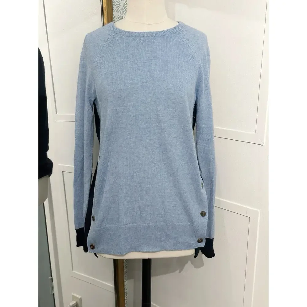 J.Crew Mohair Wool Blend Elbow Patch Asymmetrical Blue Sweater Womens XS
